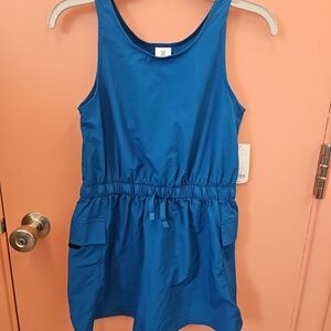NWT Girls L(14) Xersion Adventure Blue Nylon Active Dress Pockets